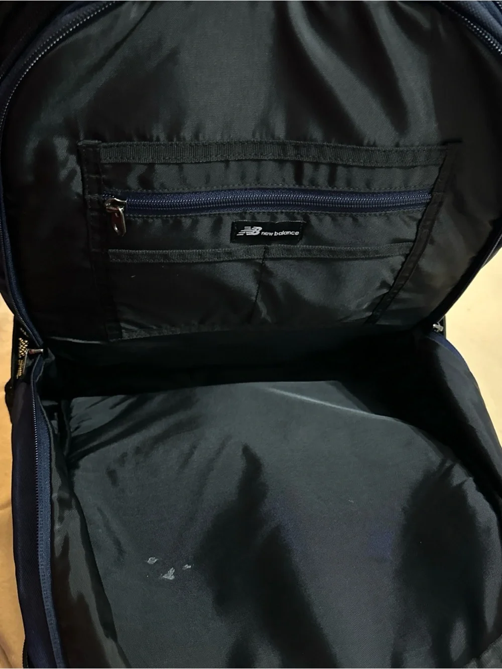 New Balance Buckle Flapbag Backpack Navy Blue Reflective Logo Laptop